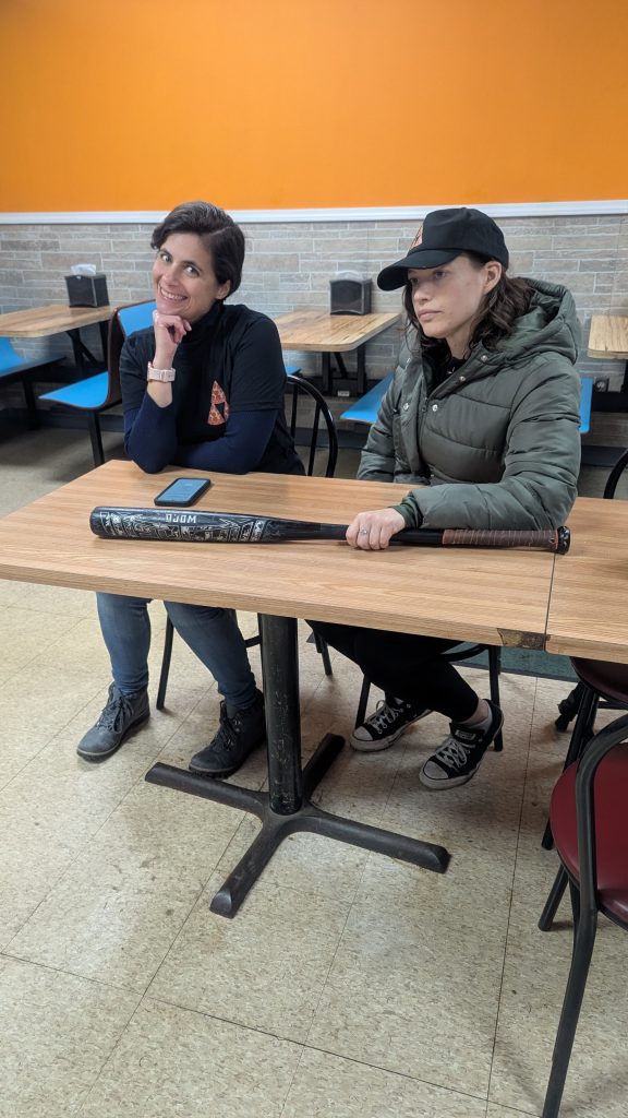 KJ and Katrina getting ready to film their scene at Epsom House of Pizza